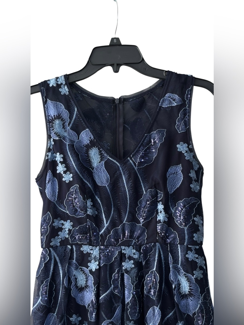 R&M Richards Petite Navy Blue Sequin Formal Gown Evening Dress Size 4P - Picture 5 of 9